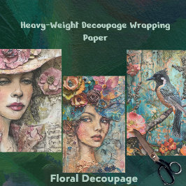 Botanische Beauties & Bird Heavy Weight Decoupage Geschenkpapier Set