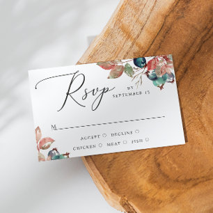 Botanische Beeren-Hochzeit Aquarell-Herbstlaub RSVP Karte