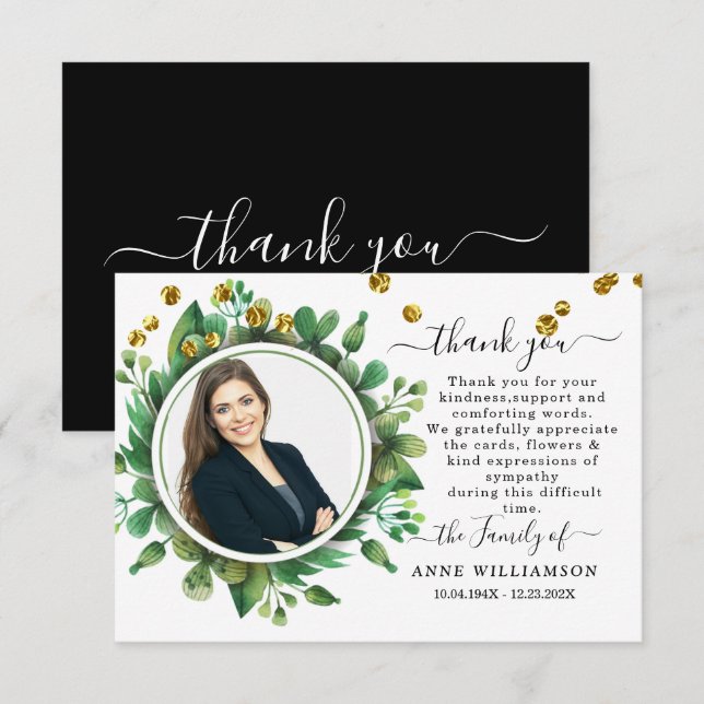 Botanische Begräbnisfeier Dankeschön Karte (Vorne/Hinten)