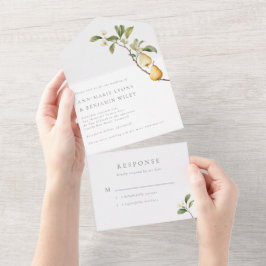 Botanische Birnen Rustikale Hochzeit All In One Einladung