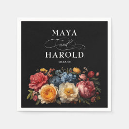 Botanische Bläserschwarze Hochzeit Serviette