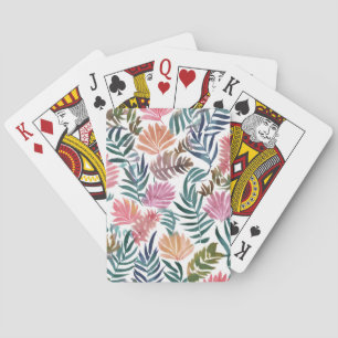 Botanische Blätter Aquarell   Blumiges Farbige Blä Spielkarten