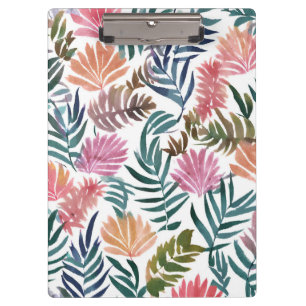 Botanische Blätter Aquarell   Florale Farben Klemmbrett