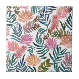Botanische Blätter Aquarell Florales Farbige Bla Fliese