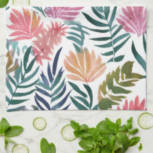 Botanische Blätter Aquarell Florales Farbige Bla Geschirrtuch