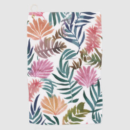 Botanische Blätter Aquarell | Florales Farbige Bla Golfhandtuch