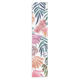 Botanische Blätter Aquarell | Florales Farbige Bla Kurzer Tischläufer