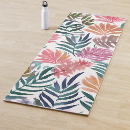 Botanische Blätter Aquarell | Florales Farbige Bla Yogamatte