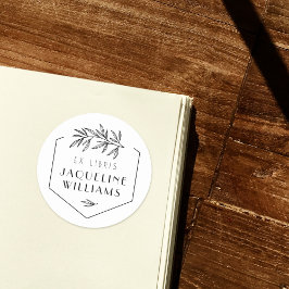 Botanische Blätter Bibliothek Buch Ex Libris Custo Runder Aufkleber