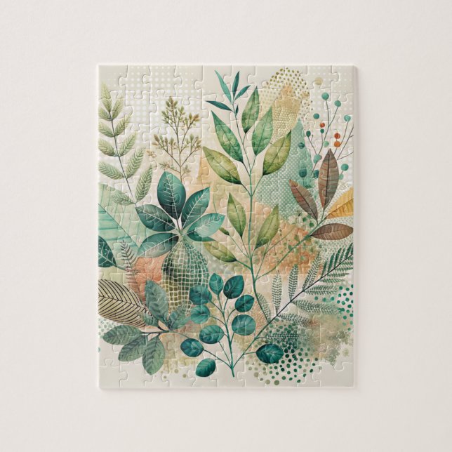 Botanische Blätter Collage Jigsaw Puzzle (Vertikal)