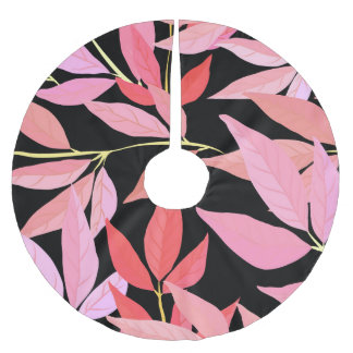 Botanische Blätter, farbenfrohe nahtlose Muster. Polyester Weihnachtsbaumdecke