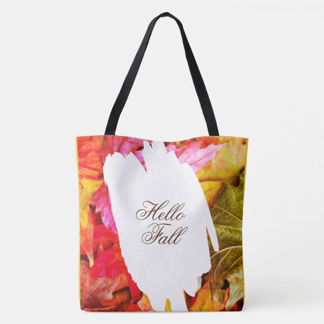 Botanische Blätter farbenfrohe Trendy Herbst Hallo Tasche (Rückseite)