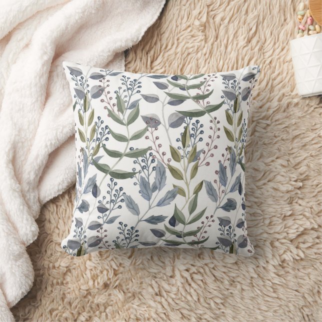 Botanische Blätter für Chic Watercolor Kissen (Decke)