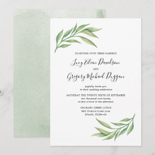 Botanische Blätter Hochzeit in Wasserfarbe Einladung