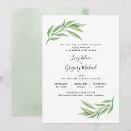 Botanische Blätter Hochzeit in Wasserfarbe Einladung