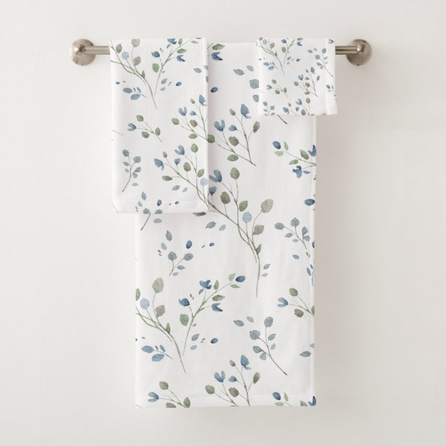 Botanische Blätter im Stil der modernen Wasserfarb Badhandtuch Set (Insitu)