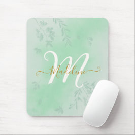Botanische Blätter in Aquarellfarben Blattgrüne Mo Mousepad