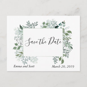 Botanische Blätter Laub Hochzeit Save The Date Ankündigungspostkarte
