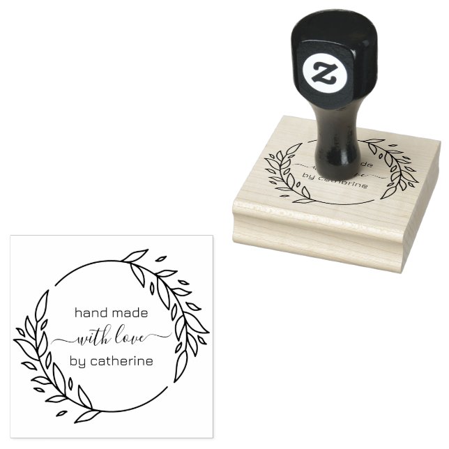 Botanische Blätter mit individueller Typografie Gummistempel (Stempel)