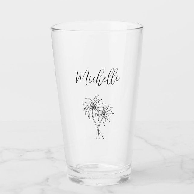 Botanische Blätter mit tropischen Palmen Glas (Vorderseite)