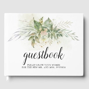 Botanische Blätter Rosa Blumenzehen Gästebuch
