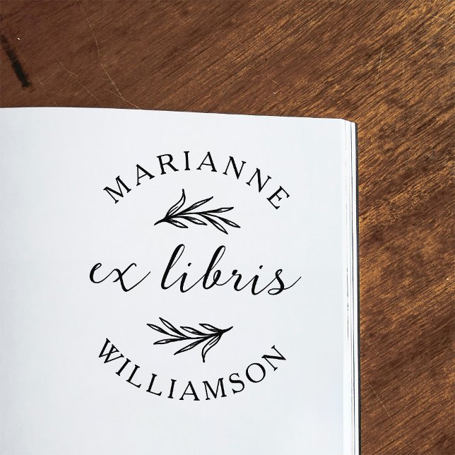 Botanische Blätter Runder Name Ex Libris Buchzeich Permastempel (Von Creator hochgeladen)