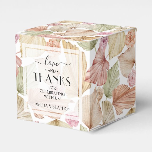 Botanische Blätter und Blume Boho Wedding Geschenkschachtel (Vorderseite)