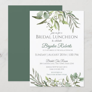 Botanische Blätter und Grüne Bridal Luncheon Einladung