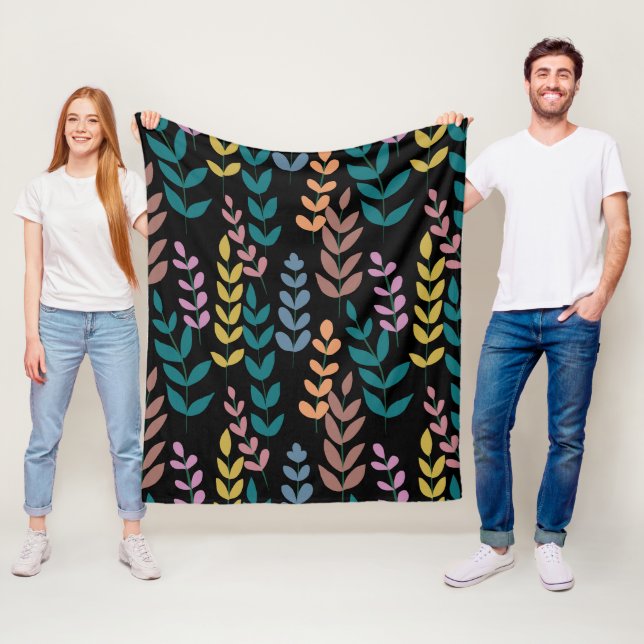 Botanische Blätter Wasserfarben Boho Fleecedecke (Beispiel)