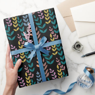 Botanische Blätter Wasserfarben Boho Geschenkpapier