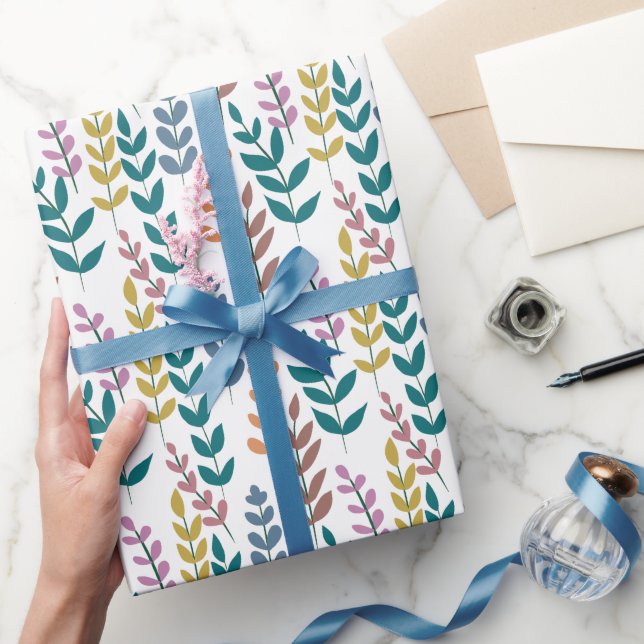 Botanische Blätter Wasserfarben Boho Geschenkpapier (Schenken)