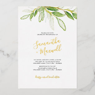 Botanische Blätter Watercolo Hochzeitspazierweg Ei Folieneinladung