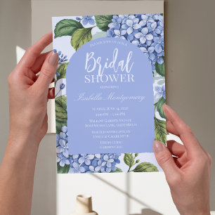 Botanische blaue Hortensien-Blumen-Brautstyle Einladung