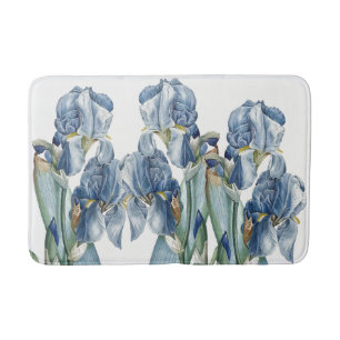 Botanische blaue Iris-Blumen Redoute Bad-Matte Badematte