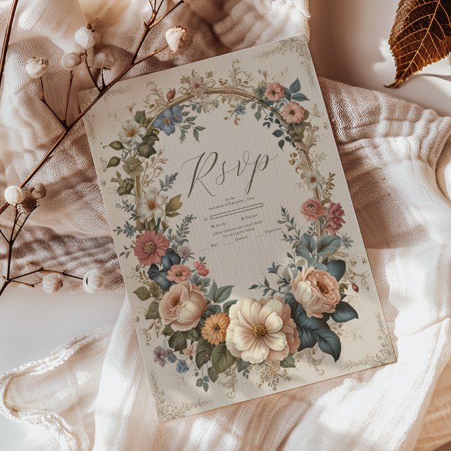 Botanische Bliss Wildblumen Jugendstil-Hochzeit RSVP Karte (Von Creator hochgeladen)