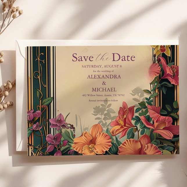 Botanische Bliss Wildblumen Jugendstil-Hochzeit Save The Date (Von Creator hochgeladen)