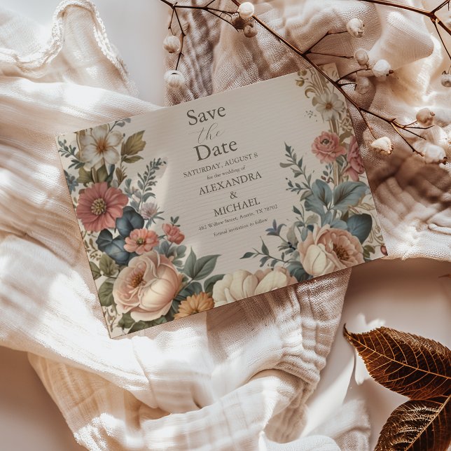 Botanische Bliss Wildblumen Jugendstil-Hochzeit Save The Date (Von Creator hochgeladen)