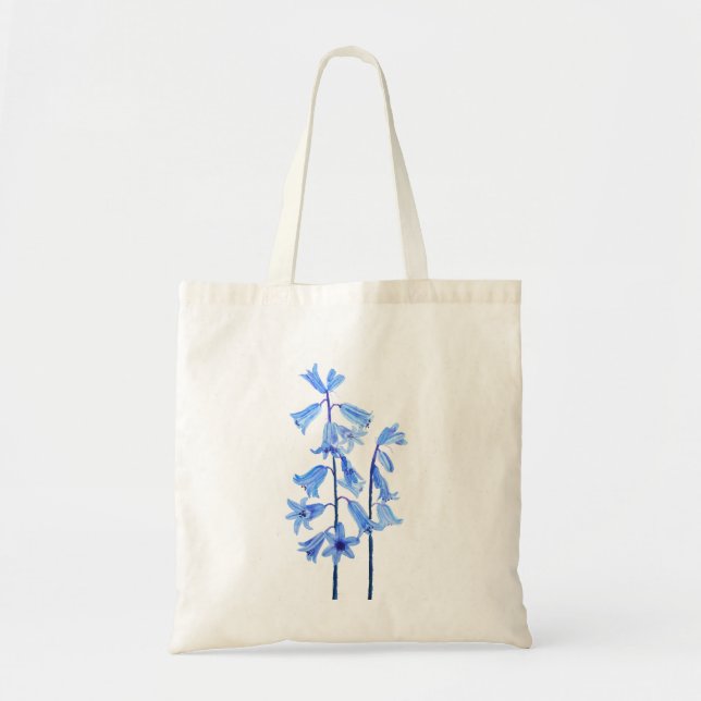Botanische Bluebells Blume Aquarell Tragetasche (Vorne)