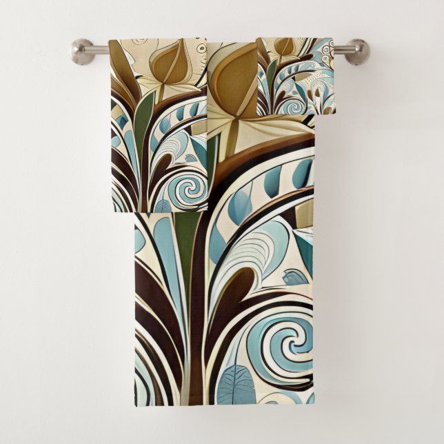 Botanische Blues und Browns Badhandtuch Set (Insitu)