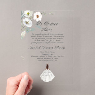 Botanische Blume Acryl Quinceanera Einladung