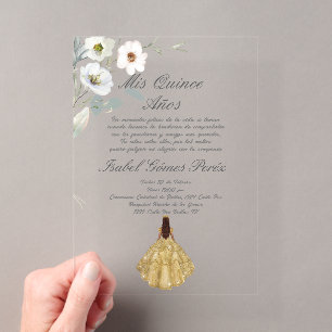 Botanische Blume Acryl Quinceanera Einladung