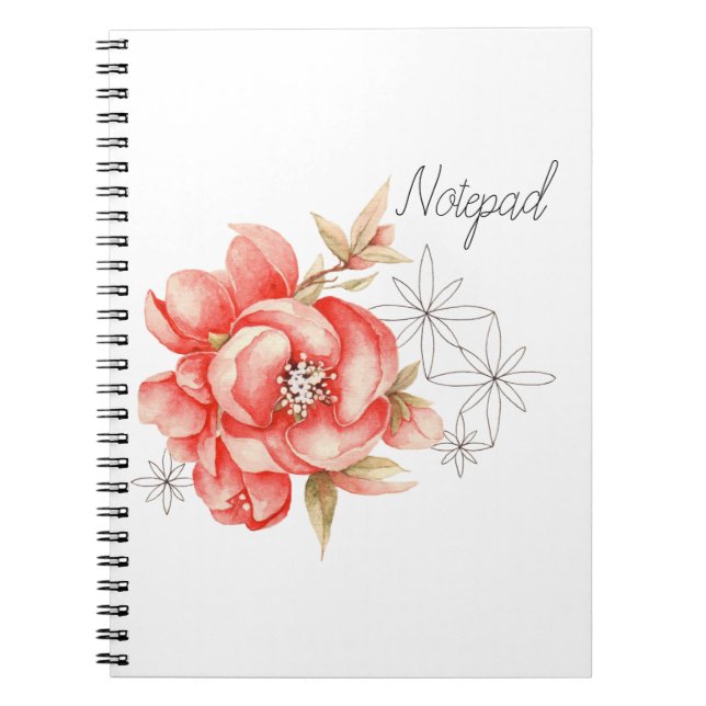 Botanische Blume aus botanischer Wasserfarbe Notizblock (Vorderseite)