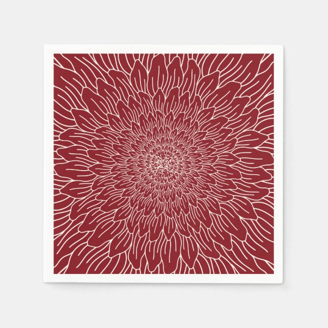 Botanische Blume aus Burgunder Rot Serviette (Vorderseite)