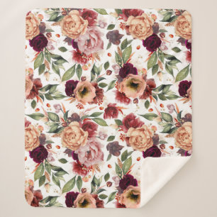 Botanische Blume aus Burgundy Red Orange fallen Sherpadecke