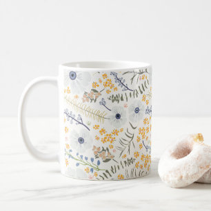 Botanische Blume aus süßgelbem Blau Kaffeetasse