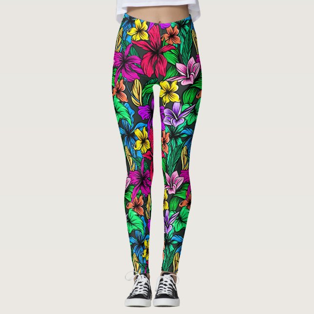 Botanische Blume Blätter-00000 Leggings (Vorderseite)