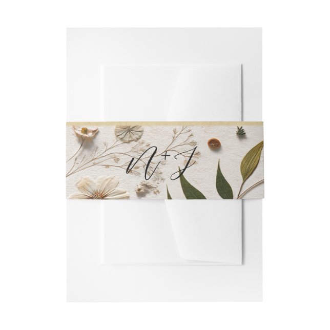 Botanische Blume & Blätter Hochzeit der Natur Einladungsbanderole (Vorderseite Beispiel)