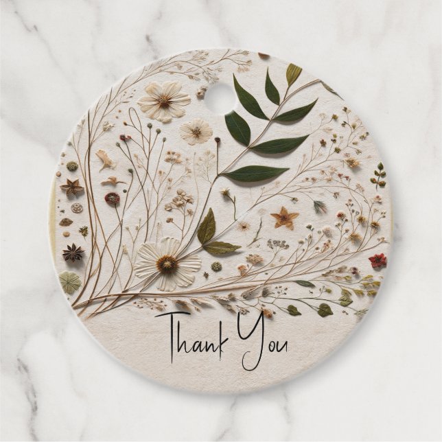 Botanische Blume & Blätter Hochzeit der Natur Geschenkanhänger (Vorderseite)