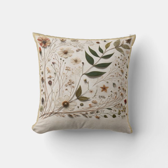 Botanische Blume & Blätter Hochzeit der Natur Kissen (Vorderseite)