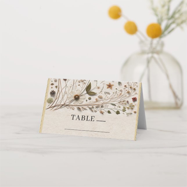 Botanische Blume & Blätter Hochzeit der Natur Platzkarte (Vorderseite)